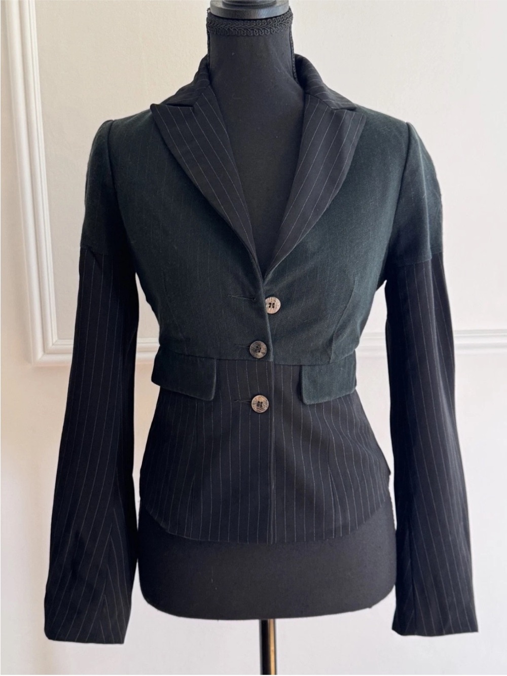 Plein Sud Paris Black Pinstripe Suit Set Blazer Trousers Womens